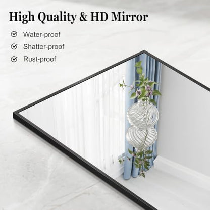 DESBING Black Bathroom Mirror for Wall, 30x36 Inch Rectangle Mirrors with Metal Frame, Modern Vanity Wall Mirror Decor for Entryway Hangs, Bathroom Living Room Horizontal or Vertical