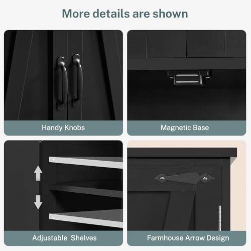 Tall Pantry Cabinet with 4 Doors & 2 Adjustable Shelves, Kitchen Cabinet