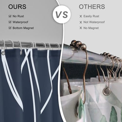 Striped Shower Curtain for Bathroom, Aegean Blue, 72" W x 72" L