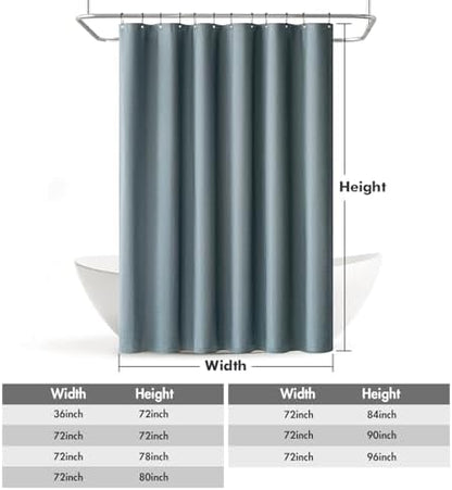 MIULEE Linen Fabric Shower Curtain Dusty Blue W72*L72 12 Metal Hooks