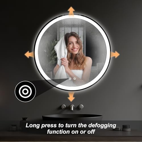 DUMOS 28 Inch Round LED Bathroom Mirror with Lights, Circle Vanity Mirror