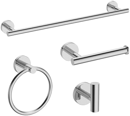 USHOWER 4PCS Polished Chrome Bathroom Accessories Set,24-Inch Towel Bar Set