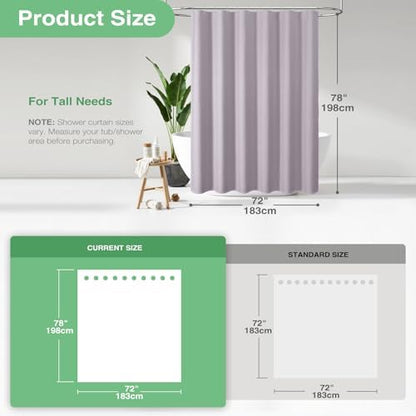 Dynamene Long Waffle Shower Curtain 256 GSM Heavy Fabric 72x78 Lavender