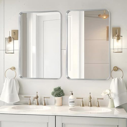 Silver Bathroom Vanity Mirror Over Sink 2 Pack, 24x36 Large Wall Mirror
