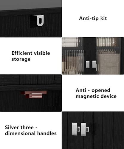Akxomel 53.1" Tall Bathroom Cabinet 6 Doors Linen Floor Storage Cabinet