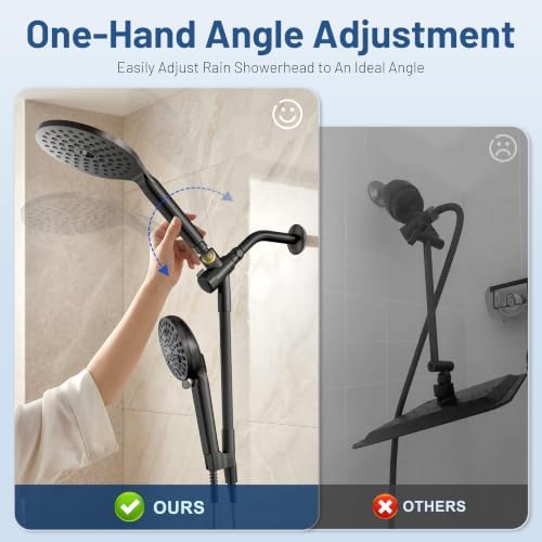 MakeFit Dual Filtered Rain Shower Head Combo, High Pressure Handheld Shower Head with Adjustable Bar - Rainfall Shower Head And Showerhead with Filter for Hard Water - Removes Chlorine