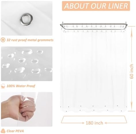 Mrs Awesome 180x60 Extra Wide Size Shower Curtain Liner Clear