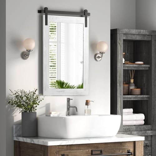 COGOOD Farmhouse Bathroom Mirrors for Over Sink - 42 x 29 White
