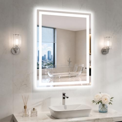 28"x36" LED Bathroom Mirror with Lights, Backlit+Frontlit, Anti-Fog