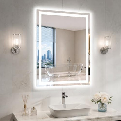 28"x36" LED Bathroom Mirror with Lights, Backlit+Frontlit, Anti-Fog
