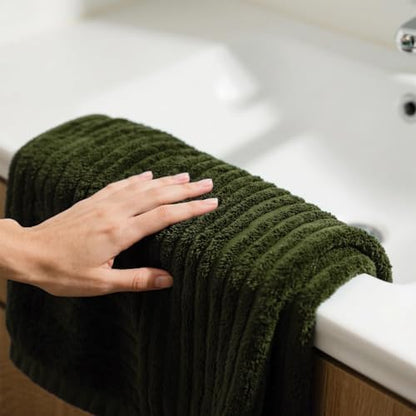 6 PC Bath Towel Set, 40"x80" Oversized Bath Sheets, Olive Green