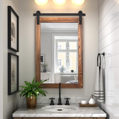 COGOOD Farmhouse Bathroom Mirrors for Over Sink - 30 x 22 Brown