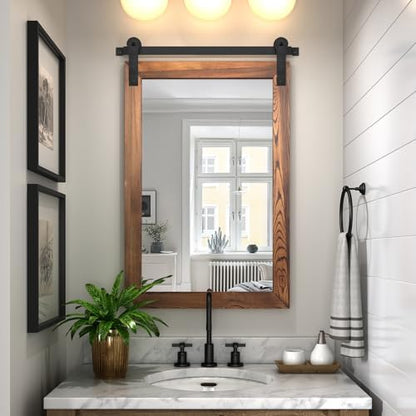 COGOOD Farmhouse Bathroom Mirrors for Over Sink - 30 x 22 Brown
