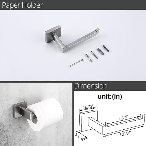 BAGNOLUX Bathroom Hardware Set 4 Pieces, Bath Towel Holder Set SUS304 Stainless Steel, Towel Bar Rack Set for Wall Mounted, Square Bathroom Accessories Set Fixture Heavy Duty Brushed Nickel