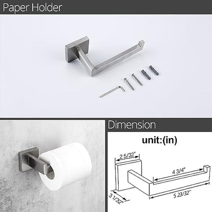 BAGNOLUX Bathroom Hardware Set 4 Pieces, Bath Towel Holder Set SUS304 Stainless Steel, Towel Bar Rack Set for Wall Mounted, Square Bathroom Accessories Set Fixture Heavy Duty Brushed Nickel