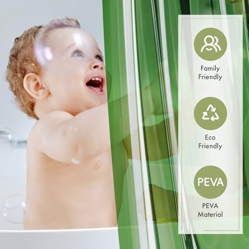 Amazer Shower Curtain Liner 72x72, Plastic Shower Liner PEVA Medium Weight Inside Shower Curtains for Bathroom with Rustproof Grommets, Dark Green