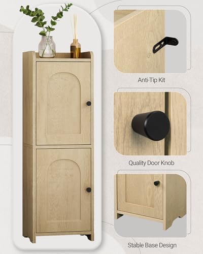 Hzuaneri Bathroom Storage Cabinet, Small Corner Floor Cabinet with 2 Doors