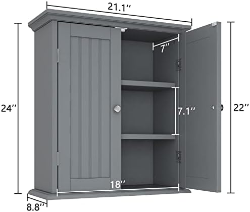 ChooChoo Bathroom Wall Cabinet with 2 Doors, Over The Toilet