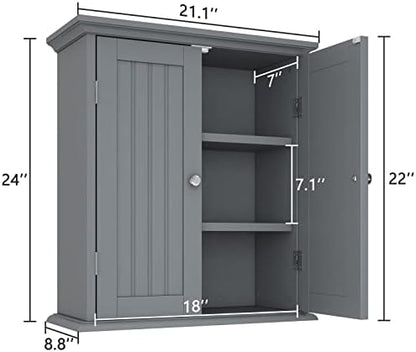 ChooChoo Bathroom Wall Cabinet with 2 Doors, Over The Toilet
