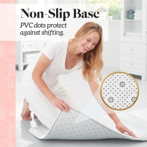 Memory Foam Bath Mat Non Slip Absorbent Super Cozy Velvet Bathroom Rug Carpet (22 inches X 36 inches, White)