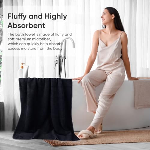 HOMEXCEL 4PK Bath Towel Set, 30x60 in, Absorbent Large Towels for Bathroom