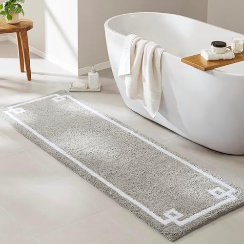Madison Park Evan 100% Cotton Bath Runner Plush Absorbent, 24" x 72", Grey
