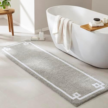 Madison Park Evan 100% Cotton Bath Runner Plush Absorbent, 24" x 72", Grey