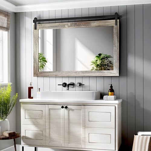 COGOOD Farmhouse Bathroom Mirrors for Over Sink - 26 x 41 Yellow White