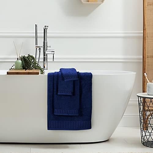 GLAMBURG 100% Cotton Ultra Soft 6 Pack Towel Set, Contains 2 Bath Towels 28x55 Inches, 2 Hand Towels 16x24 Inches & 2 Wash Coths 12x12 Inches, Compact Absorbent Lightweight & Quickdry - Navy Blue
