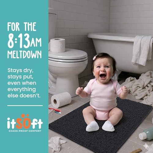 Standard Chenille Bath Mats 34"x21", Plush Absorbent Quick Dry, Soft & Machine Washable, Non Slip Carpet for Bathroom, Thick Bathroom Rugs, Shower Restroom Rug Mat, Alfombras De Bano, Bathrugs