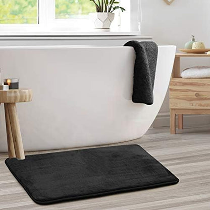 Clara Clark Bathroom Rugs, Velvet Memory Foam Bath Mat, Non-Slip, Machine Washable Bath Rugs - Dries Quickly, Ultra Soft Plush Bath Mats for Bathroom, 20 x 32, Black