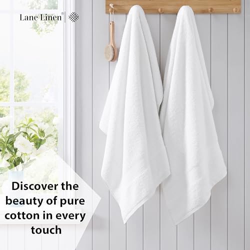 Lane Linen 100% Cotton 4 Pack Bath Sheets (35"x66") - Ring Spun, Extra Large Towel Sets - Quick Drying, Soft, Low lint & Highly Absorbent - Premium Quality Oversized Daily Use Bathroom Towels - White
