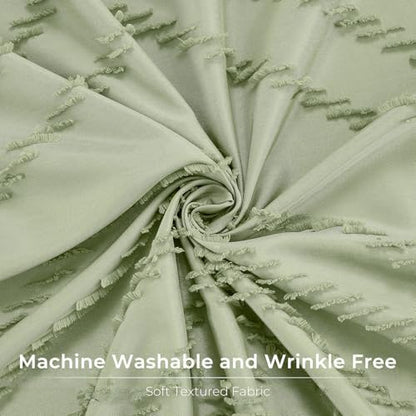 Green Boho Fabric Shower Curtain 72 x 78 Inches