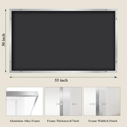 Koonmi Silver Rectangle Wall Mirror, 30x55 Inch Bathroom Mirror, Aluminum Frame Vanity Mirror for Entryway, Living Room, Bedroom Bathroom, Hangs Horizontally or Vertically