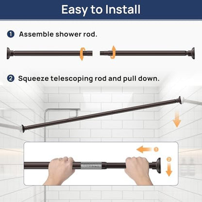 ENJOYBASICS 1" Bronze Shower Curtain Rod, 30-52" Adjustable, Secure Tension