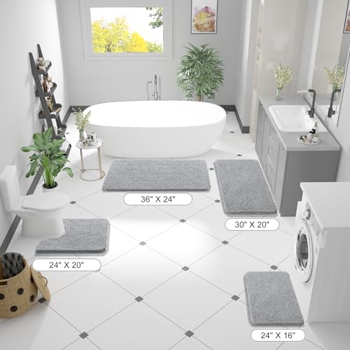 OLANLY Large Bathroom Rugs 70x46, Extra Soft Absorbent Chenille Bath Rugs