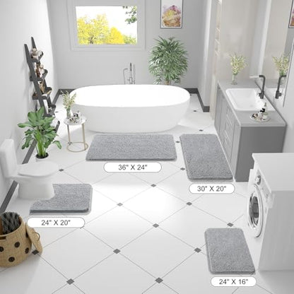OLANLY Bathroom Runner Rugs 47x24, Extra Soft Absorbent Chenille Bath Rugs