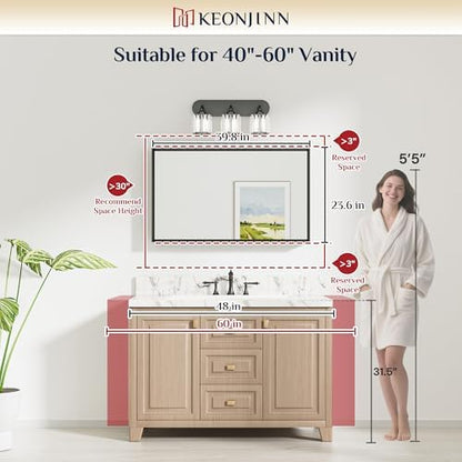 Keonjinn 40 x 24 Inch Brushed Nickel Bathroom Mirrors for Over Sink
