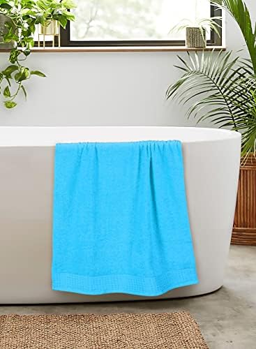 GLAMBURG 100% Cotton 2 Pack Oversized Bath Towel Set 28x55 Inches, Ultra Soft Highly Absorbant Compact Quickdry & Lightweight Large Bath Towels, Ideal for Gym Travel Camp Pool - Turquoise Blue