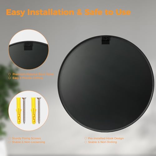 Sweetcrispy Round Bathroom Mirror for Over Sink, 36 Inch Wall Vanity Mirror