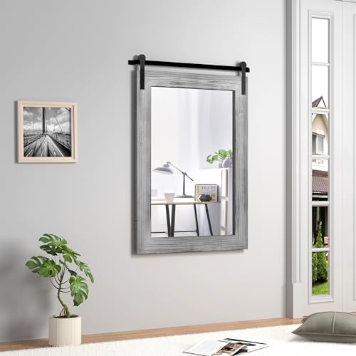 COGOOD Farmhouse Bathroom Mirrors for Over Sink - 38 x 25 Grey