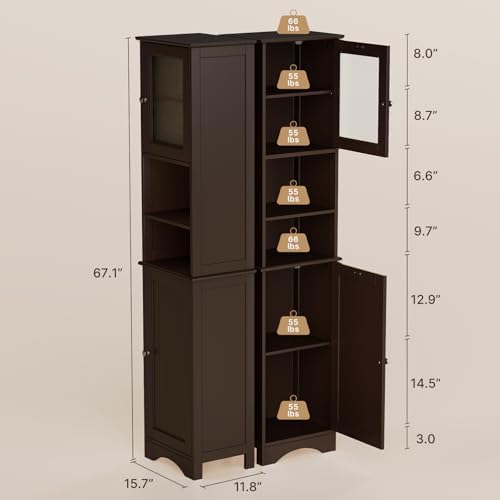Gizoon Tall Bathroom Storage Cabinet with Adjustable Shelves