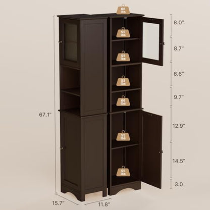 Gizoon Tall Bathroom Storage Cabinet with Adjustable Shelves