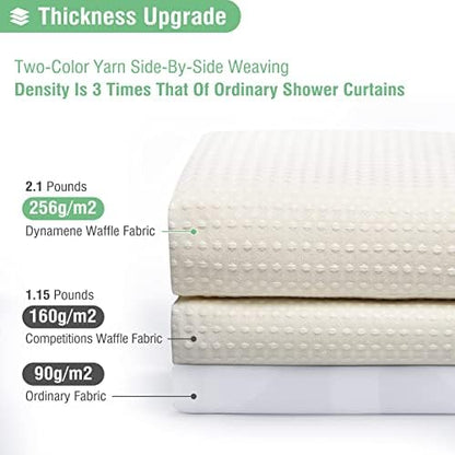 Dynamene Long Waffle Shower Curtain 256 GSM Heavy Fabric 72x80 Cream/Ivory