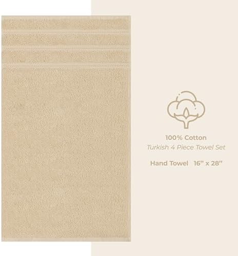 American Soft Linen 100% Cotton Luxury Turkish Towels, 4 PC Hand Towel Set