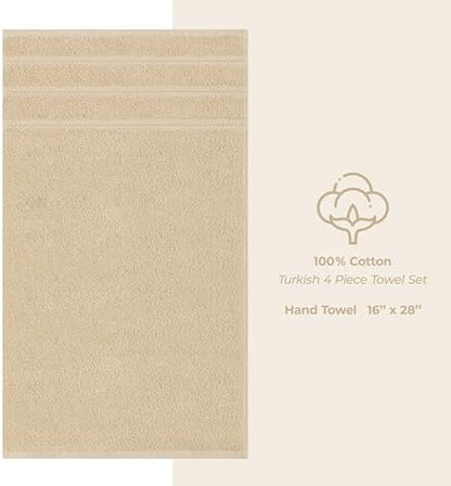 American Soft Linen 100% Cotton Luxury Turkish Towels, 4 PC Hand Towel Set