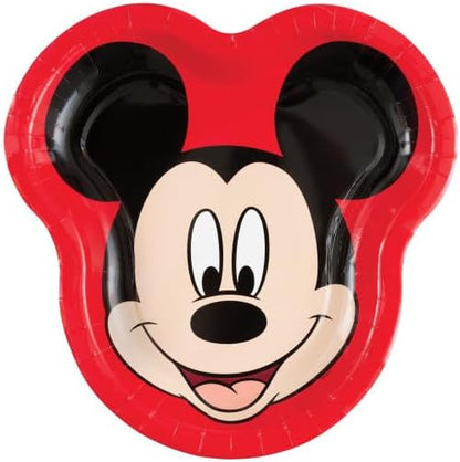 Unique Disney Mickey Mouse Birthday Party Supplies Bundle includes 24 Mickey Head Shaped Paper Plates 9 3/4"