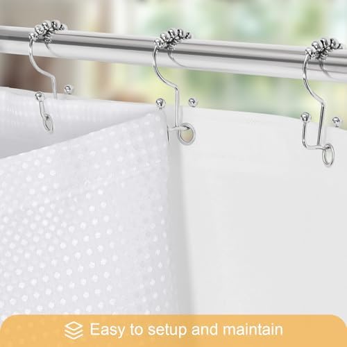 Gibelle 3 in 1 White Shower Curtain with PEVA Liner, 12 Hooks, 72x72