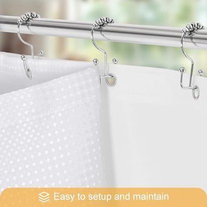 Gibelle 3 in 1 White Shower Curtain with PEVA Liner, 12 Hooks, 72x72