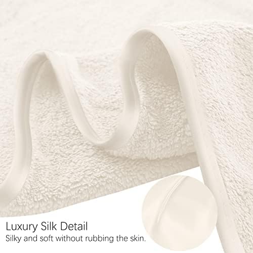 TENSTARS Luxury Silk Hemming Towel Set - Light Thin Quick Drying - 2 Bath Towels 2 Hand Towels 2 Washcloths - Ultra Soft Microfiber Towel for Bath Fitness, Sports, Yoga, Travel (Cream 6 Pieces)